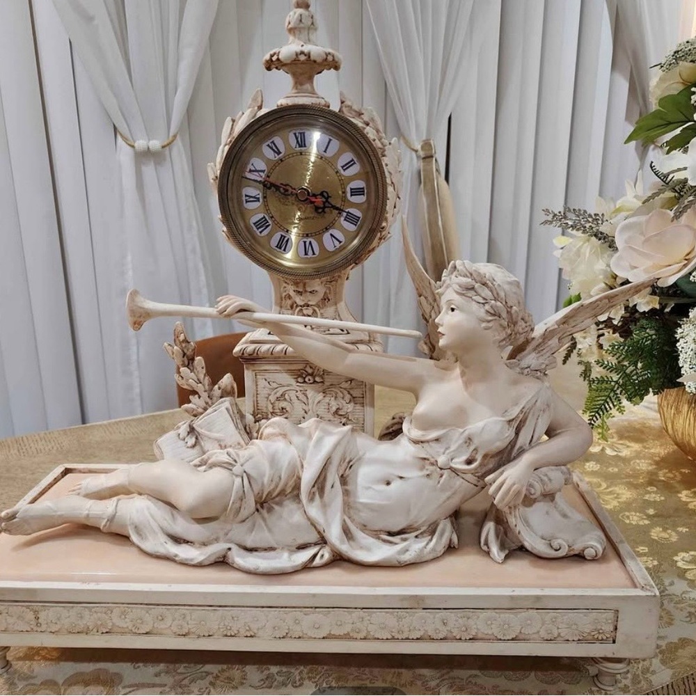 Vintage Elegant Angel Clock Sculpture